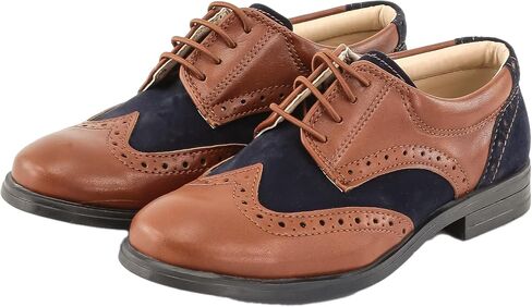 Boys Suede Patent Dress Shoes Lace Up Brogue Formal Wedding Footwear in Saudi Arabia