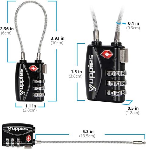 أقفال أمتعة معتمدة من إدارة أمن المواصلات الأمريكية، قفل حقيبة ظهر سهل إعادة الضبط، قفل سفر لحقيبة السفر، 1،2 و4 عبوات (عبوتان أسودتان) in Kuwait