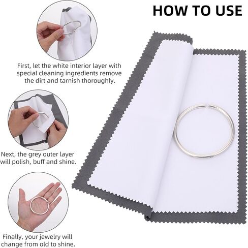TIESOME 6 Pieces Jewelry Polishing Cloths, Silver Jewelry Cleaning Cloths, Double Sided Jewelry Polishing Cloths, for Sterling Silver, Gold, Platinum Jewelry Remove Dirt Clean Keep Shiny in Kuwait