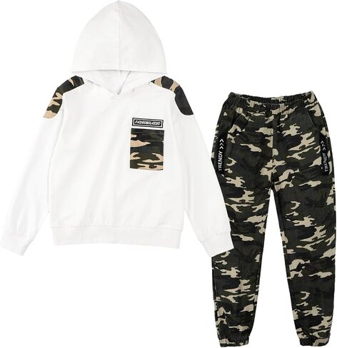 LOLANTA Camo Clothes for Boys Long Sleeve Hoodie and Pants Sets Kids 2 Piece Fall Outfits Sweatsuits in Saudi Arabia