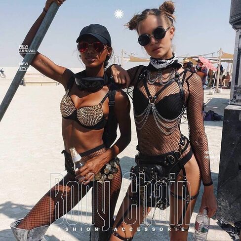 Gemily Punk Waist Chain Belt Leather Black Body Chain Party Leg Harness Garter Rave Body Jewelry for Women and Girls in Kuwait