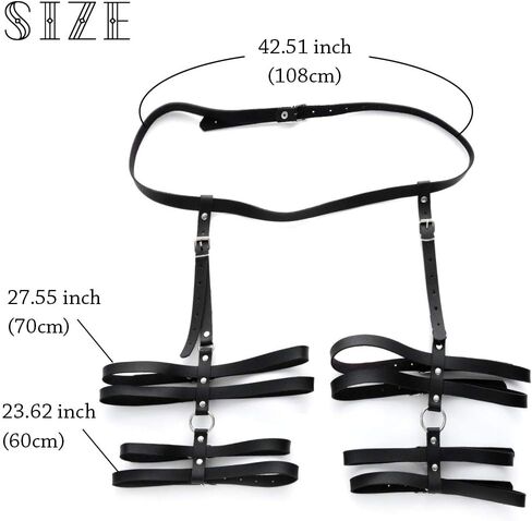 Gemily Punk Waist Chain Belt Leather Black Body Chain Party Leg Harness Garter Rave Body Jewelry for Women and Girls in Kuwait