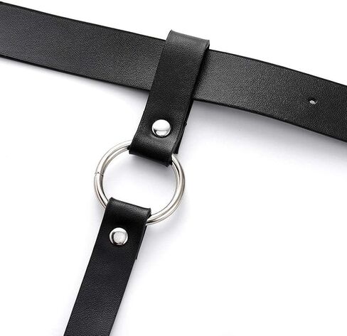 Gemily Punk Waist Chain Belt Leather Black Body Chain Party Leg Harness Garter Rave Body Jewelry for Women and Girls in Kuwait
