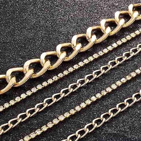 Reetan Boho Crystal Body Chains Layered Waist Chain Rave Belly Chain Party Nightclub Body Jewelry Accessories for Women and Girls in Kuwait