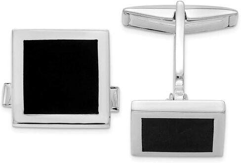 FB Jewels Solid 925 Sterling Silver Onyx Cuff Links in Saudi Arabia