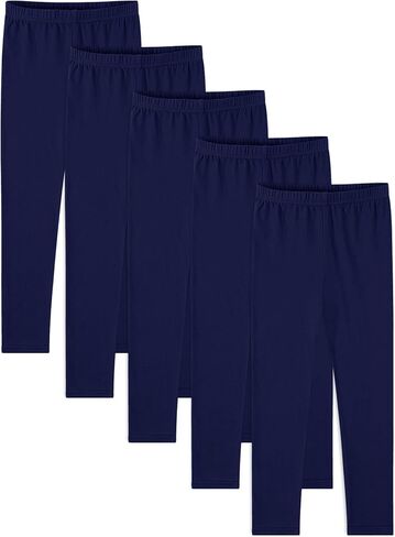 BOOPH 5 Pack Girls Leggings Cotton Full Length Stretchy Kids Pants  Footless 5-14 Years in Saudi Arabia