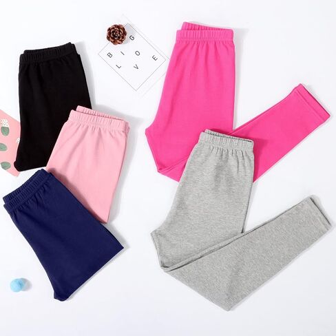 BOOPH 5 Pack Girls Leggings Cotton Full Length Stretchy Kids Pants  Footless 5-14 Years in Saudi Arabia