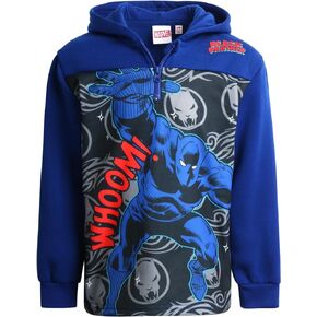 Marvel Boys' Avengers Sweatshirt - ¼ Zip Fleece Hoodie: Spidey Spider-Man Hulk Iron Man Captain America Black Panther (2T-16)