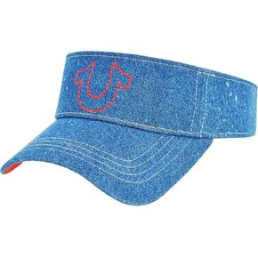 True Religion Hat, Cotton Denim Sun Visor Cap with Horseshoe Logo