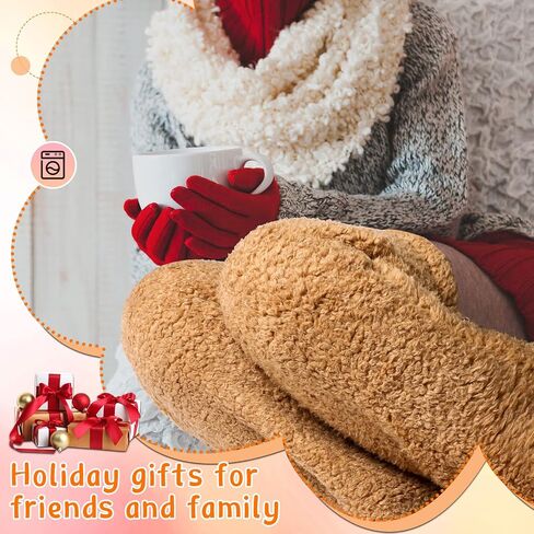 Vicenpal 2 Pairs High Fuzzy Socks Over Knee Winter Leg Warmers Plush Slipper Socks for Women Christmas Sleeping in Saudi Arabia