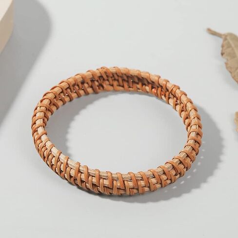 الملونة بلينغ 2PCS المنسوجة يدويا خشبية مضفر الروطان متماسكة الكفة سوار الخيزران الطبيعي مربع جولة هندسية مكتنزة التفاف الإسورة للنساء الفتيات العرقية القبلية مجوهرات المعصم in Kuwait