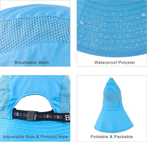 Women's Summer Sun Outdoor UV Protection Foldable Mesh Wide Brim Beach Fishing Bucket Hat in Kuwait