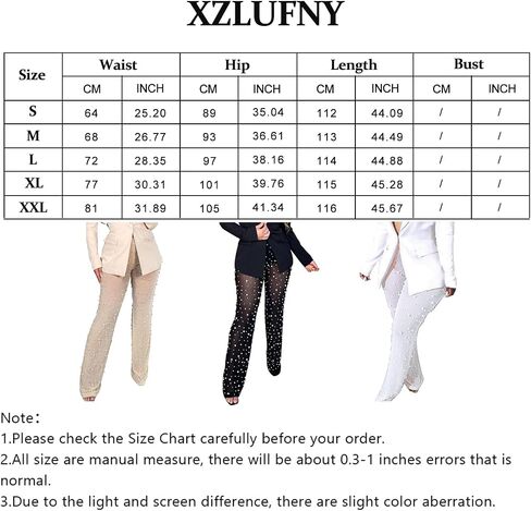 XZLUFNY Women Mesh Sheer See Through Bead Pants Elastic High Waist Flare Long Legging Trouser in Saudi Arabia