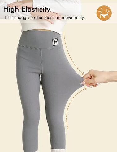 BINIDUCKLING Girls Fleece Lined Leggings Warm Thermal Kids Yoga Pants 4-13 Years in Saudi Arabia