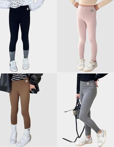 BINIDUCKLING Girls Fleece Lined Leggings Warm Thermal Kids Yoga Pants 4-13 Years in Saudi Arabia