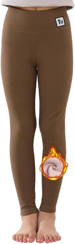 BINIDUCKLING Girls Fleece Lined Leggings Warm Thermal Kids Yoga Pants 4-13 Years in Kuwait