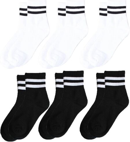 CHUANGLI Women Girls Stripe Casual Cotton Crew Socks Vintage College Style Stretchy Novelty Ankle Socks MultiColor in Saudi Arabia