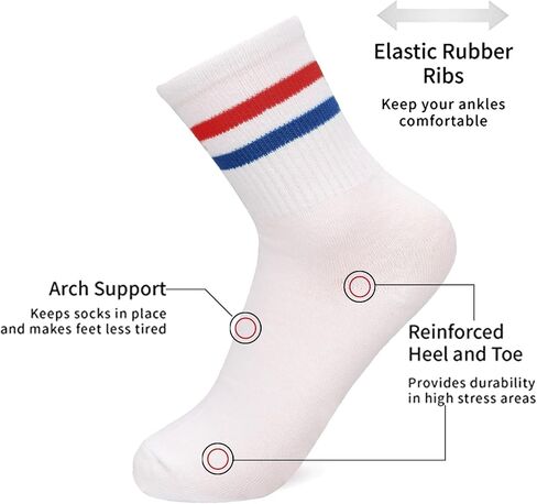 CHUANGLI Women Girls Stripe Casual Cotton Crew Socks Vintage College Style Stretchy Novelty Ankle Socks MultiColor in Saudi Arabia