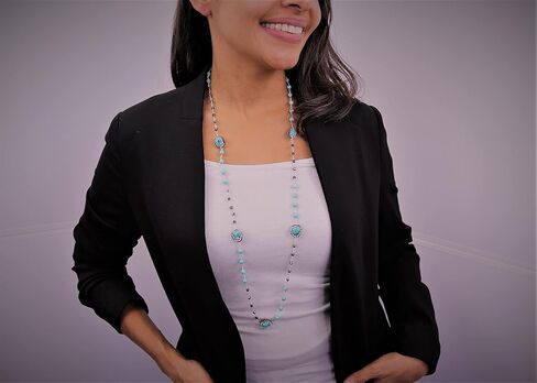 Hand Crafted and Wire Wrapped Wired Twisted Multi-stone Long or Multi-strand Beaded Wire Necklace. Multi-color Boho Style Statement Necklace. in Kuwait