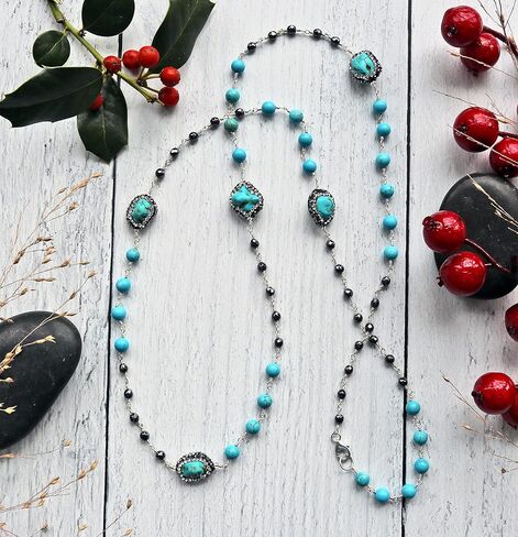 Hand Crafted and Wire Wrapped Wired Twisted Multi-stone Long or Multi-strand Beaded Wire Necklace. Multi-color Boho Style Statement Necklace. in Kuwait