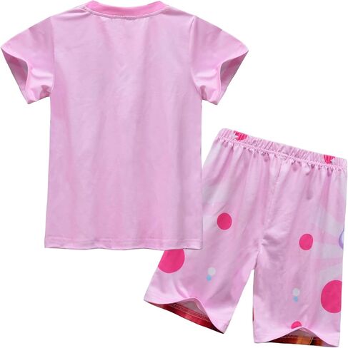 BFBYFDM الأميرة الخوخ الفتيات الصيف مجموعة تي شيرتات قصيرة للأطفال ملابس لطيف طفل تي شيرت وسروال سوبر مجموعة ملابس الاطفال تي شيرت in Kuwait