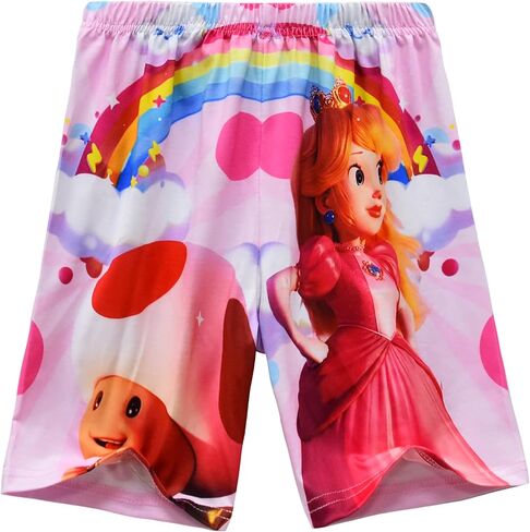 BFBYFDM الأميرة الخوخ الفتيات الصيف مجموعة تي شيرتات قصيرة للأطفال ملابس لطيف طفل تي شيرت وسروال سوبر مجموعة ملابس الاطفال تي شيرت in Kuwait