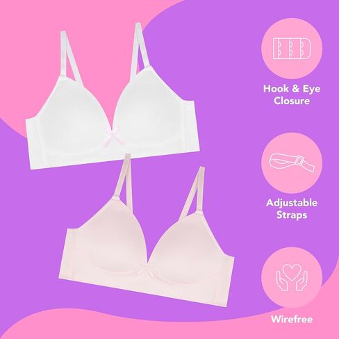 Rene Rofe 2 Pack Padded Wirefree T Shirt Bras - Wireless Bras for Girls in Saudi Arabia