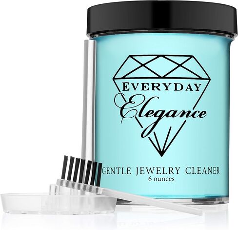 محلول سائل منظف لطيف من Everyday Elegance للمجوهرات الجميلة والأزياء | تنظيف الذهب والفضة واللؤلؤ والأحجار المسامية | جرة 6 أوقية in Kuwait