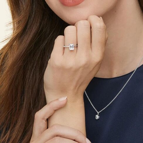 VISDIV 3CT 925 خواتم خطوبة من الفضة الاسترليني قطع مشع AAAAA مكعب زركونيا تشيكوسلوفاكيا عصابات وعد الزفاف للنساء سوليتير مقلد الماس فضي / ذهبي مقاس 5-10 in Kuwait