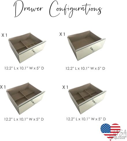 Hives and Honey Mika Mirrored Jewelry Armoire Cabinet Storage Box Chest Wood Silver Finish Stand Organizer Wood with Side Drawers in Kuwait