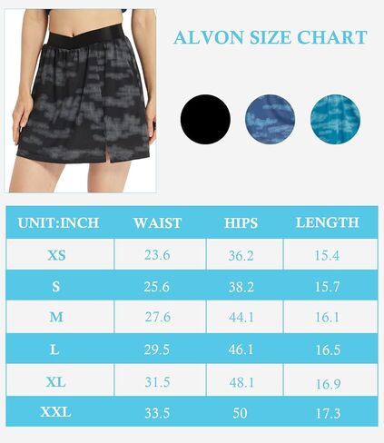 تنورة تنس نسائية من Alvon مع جيوب، تنانير جولف قصيرة، عالية الخصر مع شورت رياضي، تمرين نشيط، المشي لمسافات طويلة والجري in Kuwait