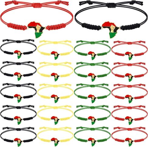 Sasylvia 20 Pcs Black History Month Party Favors Juneteenth Bracelets Black African Afro American Independence Day Party Supplies Freedom Day Goodie Bag Gifts for Adults Teens(Multicolor, Area) in Saudi Arabia