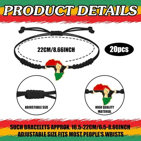 Sasylvia 20 Pcs Black History Month Party Favors Juneteenth Bracelets Black African Afro American Independence Day Party Supplies Freedom Day Goodie Bag Gifts for Adults Teens(Multicolor, Area) in Saudi Arabia