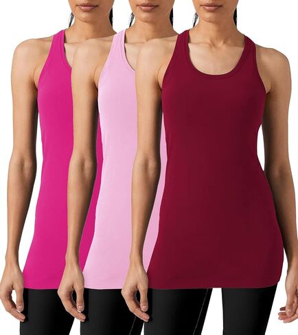 Pafnny Cotton Long Tank Tops for Women Racerback Camisoles Workout Gym Undershirt Athletic Shirts Yoga Tops 3 Packs in Saudi Arabia