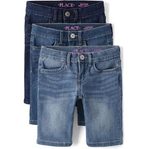 The Children's Place Baby Girls' Denim Skimmer Shorts, Dark Wash 3-Pack, 12 in Kuwait