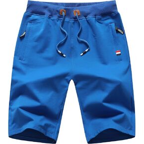 Boy's Fashion Shorts Casual Summer Stretch Fit Elastic Waist Shorts with Zipper Pockets