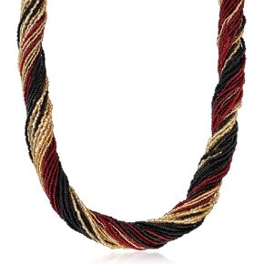 Ross-Simons Italian Red, Black and Gold Murano Glass Bead Torsade Necklace in 18kt Gold Over Sterling. 18 inches in Kuwait