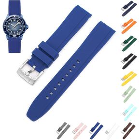 22mm Curved End Rubber Band For Blancpain X Swatch, Replacement Watch Bands With Buckle For Blancpain X Swatch - Multiple Colors