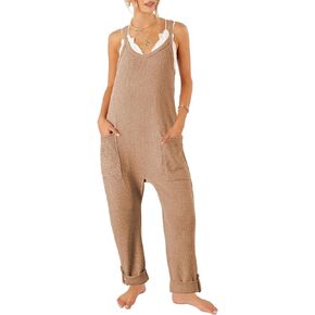 Pink Queen Jumpsuits for Women Casual Rompers Sleeveless Overalls Soft Loose Jumpsuit With Pockets
