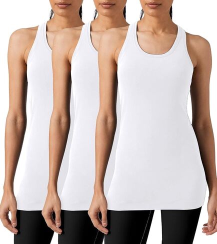 Pafnny Cotton Long Tank Tops for Women Racerback Camisoles Workout Gym Undershirt Athletic Shirts Yoga Tops 3 Packs in Saudi Arabia
