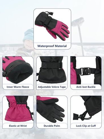 Century Star Kids Waterproof Gloves Snow Gloves Warm Winter Gloves for Kids Boys Girls Ski Gloves Sport Mittens in Kuwait