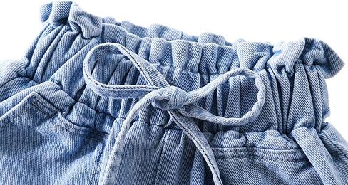 BIUXIAOBAI Girls' Stretch High Waisted Jeans Denim Shorts with Drawstring in Saudi Arabia