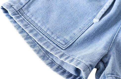BIUXIAOBAI Girls' Stretch High Waisted Jeans Denim Shorts with Drawstring in Saudi Arabia