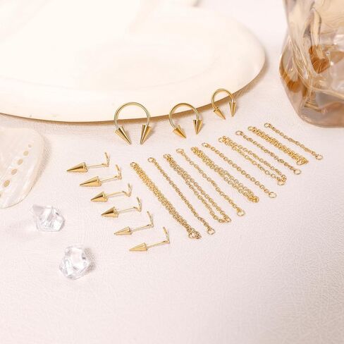 revolia الجراحية الصلب الأنف سلسلة ثقب عبر الأنف للنساء الرجال طويل سبايك الأنف الدائري مسمار مزدوج الأنف ثقب سبايك الحاجز خواتم الأنف ثقب المجوهرات in Kuwait