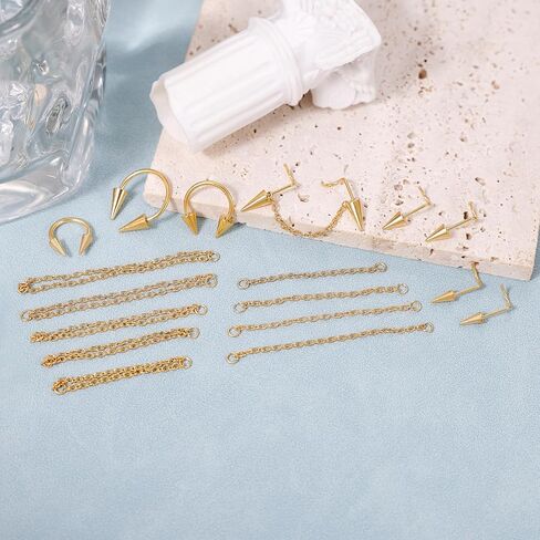 revolia الجراحية الصلب الأنف سلسلة ثقب عبر الأنف للنساء الرجال طويل سبايك الأنف الدائري مسمار مزدوج الأنف ثقب سبايك الحاجز خواتم الأنف ثقب المجوهرات in Kuwait