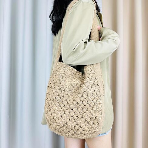 حقائب يد نسائية من LISHIGOB حقائب كتف لطيفة حقائب كروشيه جمالية حقيبة كبيرة متماسكة حقيبة تسوق للسفر in Kuwait