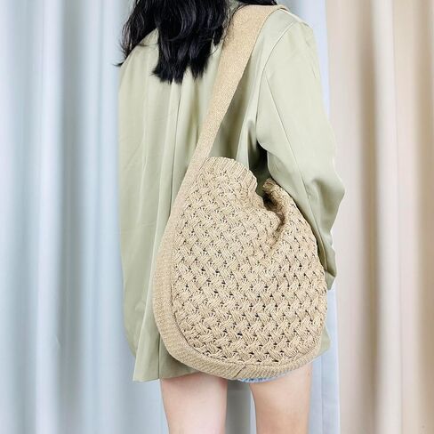 حقائب يد نسائية من LISHIGOB حقائب كتف لطيفة حقائب كروشيه جمالية حقيبة كبيرة متماسكة حقيبة تسوق للسفر in Kuwait