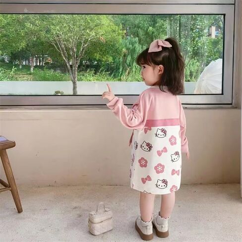 فستان فتاة KwahKwah كاجوال Hellokitty لخريف وشتاء مزيف من قطعتين تنورة الأميرة للأطفال من 5 إلى 9 سنوات in Kuwait
