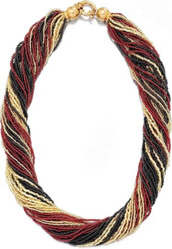Ross-Simons Italian Red, Black and Gold Murano Glass Bead Torsade Necklace in 18kt Gold Over Sterling. 18 inches in Kuwait