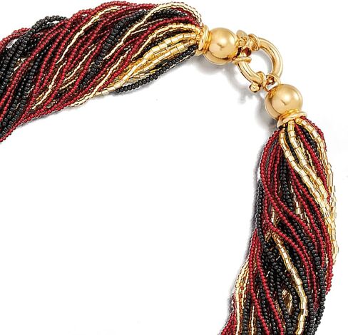 Ross-Simons Italian Red, Black and Gold Murano Glass Bead Torsade Necklace in 18kt Gold Over Sterling. 18 inches in Kuwait